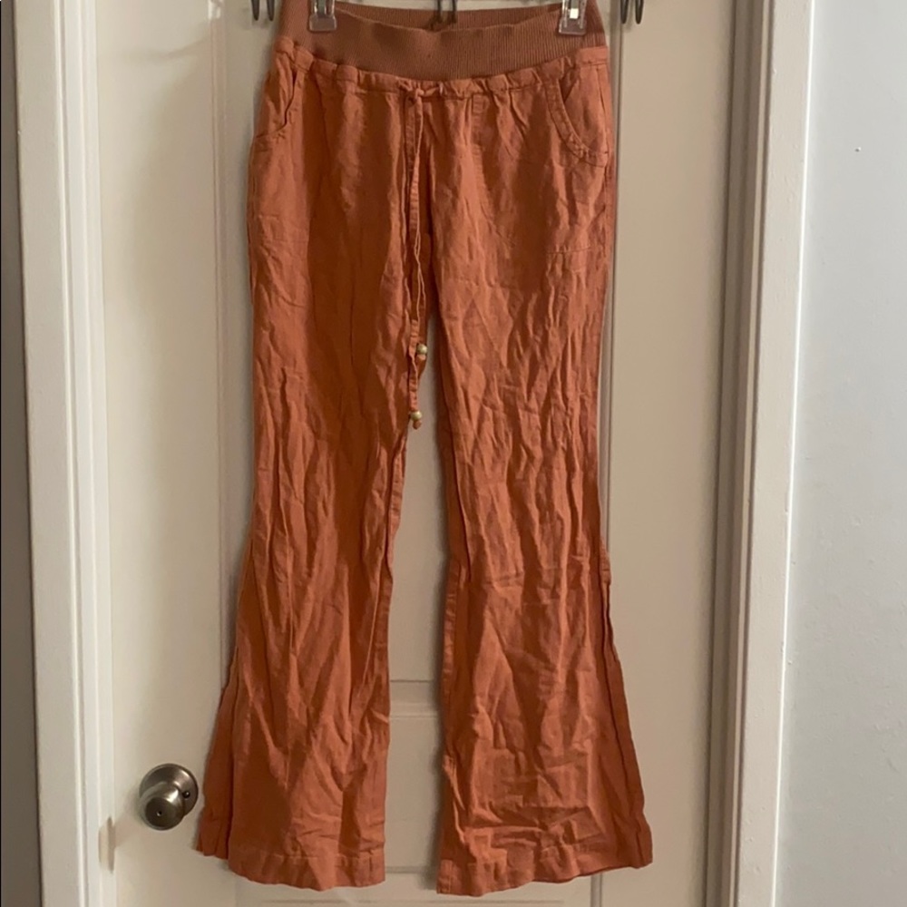 Coral linen pants